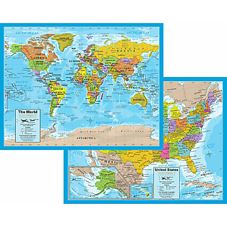 Waypoint Geographic World/USA Laminated Notebook Maps, 9" x 12", Pack of 12 Maps