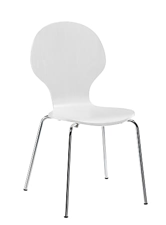 DHP Bentwood Shell Chairs, White/Silver, Set Of 2
