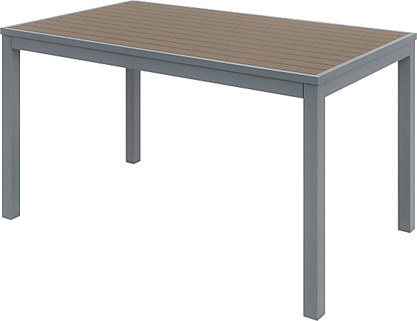 KFI Studios Eveleen Rectangle Outdoor Patio Table, 29”H x 32”W x 55”D, Silver/Mocha