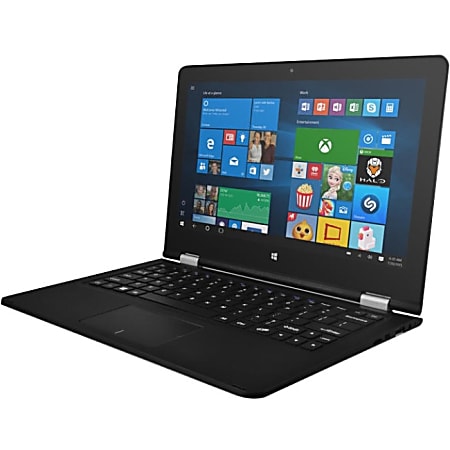 Ematic EWT116 11.6" 2 in 1 Notebook - Intel Atom Quad-core (4 Core) 1.30 GHz - 2 GB - Windows 10 Home - 1366 x 768 - Convertible - Black