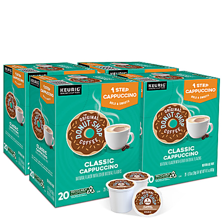 The Original Donut Shop Coffee K Cup Pods Classic Cappuccino 20 Pods Per Box Set Of 4 Boxes Office Depot