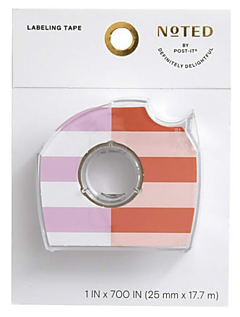 Noted by Post-it® Labeling Tape With Dispenser, 1" x 700", White/Red/Lavender