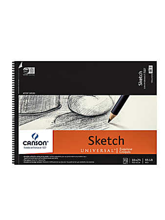 Canson Universal Heavyweight Sketch Pads, 18" x 24", 100% Recycled, 30 Sheets Per Pad, Pack Of 2 Pads