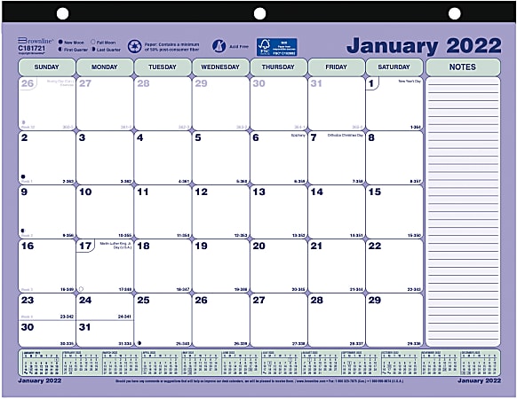 Brownline® Monthly Desk Calendar, 11" x 8-1/2", January To December 2022, C181721