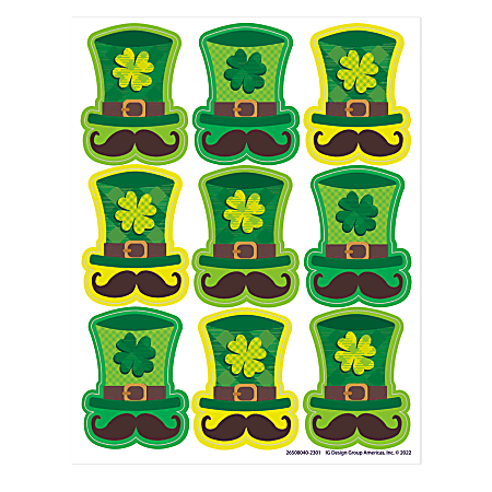Eureka Giant Stickers, 1-5/16" x 1-3/4", St. Pat's Hats, 36 Stickers Per Pack, Set Of 12 Packs