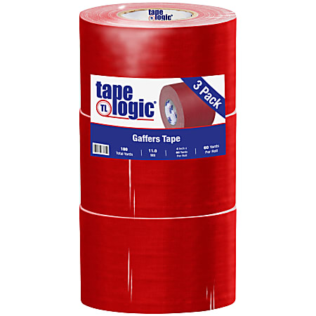 Tape Logic Gaffers Tape, 4" x 60 Yd., 11 Mil, Red, Case Of 3 Rolls