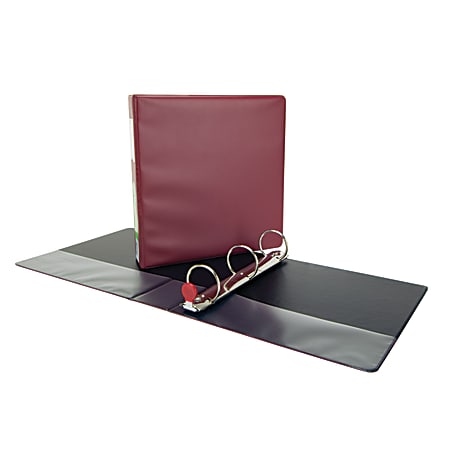 Wilson Jones® Lite-Touch™ Locking Round-Ring Binder With Pockets, 3" Rings, 53% Recycled, Red