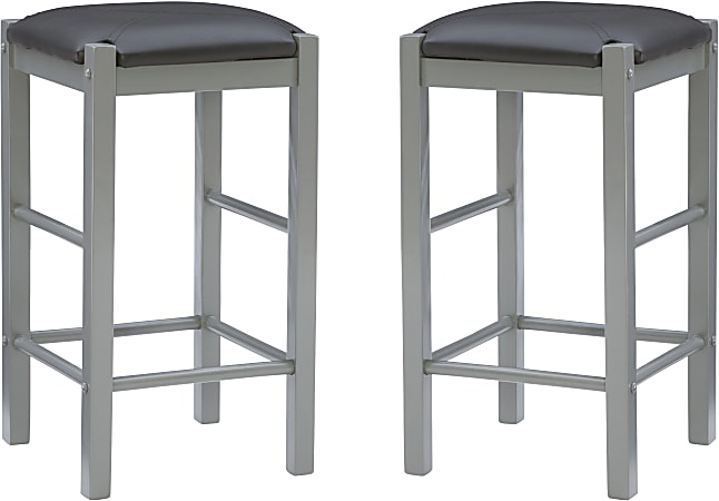 Linon Kent Backless Faux Leather Counter Stools Gray Set Of 2 Stools