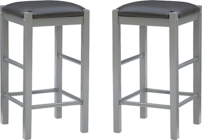 Linon Kent Backless Faux Leather Counter Stools, Gray,