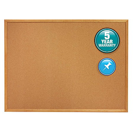 Quartet® Cork Bulletin Board, 36" x 60", Wood Frame With Oak Finish