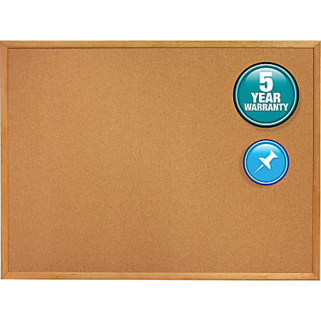 Quartet® Natural Cork Bulletin Board, 48" x 72", Wood Frame With Oak Finish