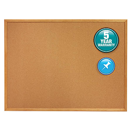Quartet® Natural Cork Bulletin Board, 48" x 96", Wood Frame With Oak Finish