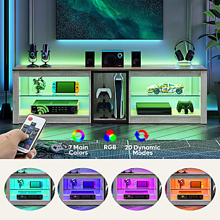 Bestier 63 Gaming TV Stand For 70 TV With Glass Shelves 20 916 H x