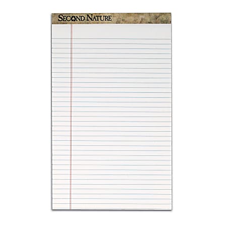 TOPS™ Second Nature® 100% Recycled Writing Pads, 8 1/2" x 14", Legal Ruled, 50 Sheets, White, Pack Of 12 Pads