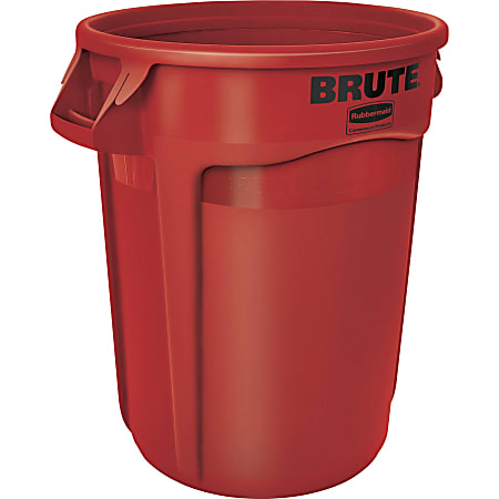 Rubbermaid Commercial Brute 32-Gallon Vented Containers - 32 gal Capacity - Round - Plastic - Red - 6 / Carton