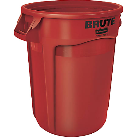 Rubbermaid Commercial Brute Vented Container - 32 gal Capacity - Round - Heavy Duty, Handle, Tear Resistant, Damage Resistant, Durable, UV Coated, Fade Resistant, Warp Resistant, Crack Resistant, Crush Resistant, Reinforced - Red - 6 / Carton