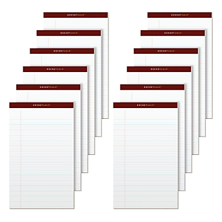 TOPS™ Docket Gold™ Premium Writing Pads, 8 1/2" x 14", Legal Ruled, 50 Sheets Per Pad , White, Pack Of 12 Pads