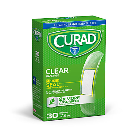 CURAD® Adhesive Bandages, 3/4" x 3", Clear, Case Of 24