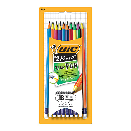 BIC® Xtra Fun Pre-Sharpened Pencils, #2 Lead, Assorted Colors, Pack Of 18