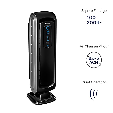 Fellowes® AeraMax® 90 HEPA 4-Stage Air Purifier, 100-200 Sq. Ft. Coverage, Black
