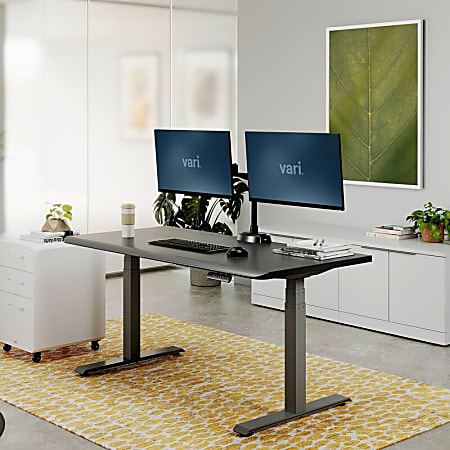 VARI Electric Standing Desk With ComfortEdge, 60"W, Black