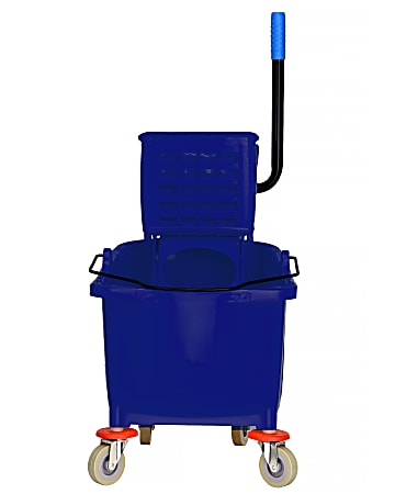 Alpine PVC Mop Bucket With Side Wringer, 36 Qt, 35"H x 15"W x 25"D, Blue