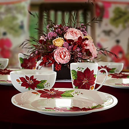 Poinsettia Gibson Holiday Dinnerware Gibson Holiday Poinsettia 12