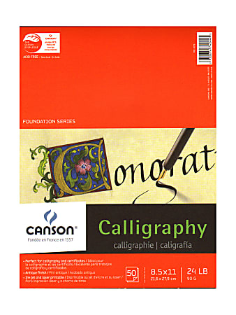 Canson Calligraphy Parchment, 8 1/2" x 11", Assorted Colors, 50 Sheets