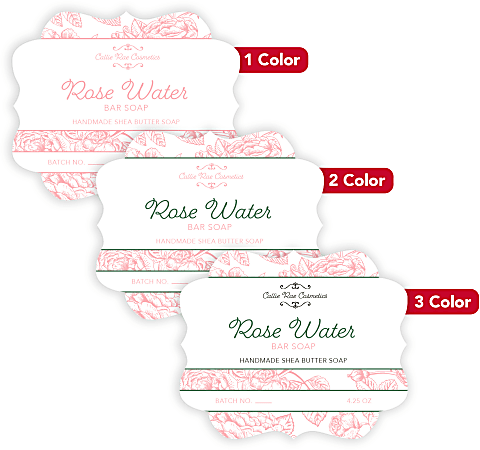 Custom 1, 2 Or 3 Color Printed Labels/Stickers, Vintage Shape, 2-1/2" x 3", Box Of 250