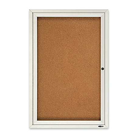 Quartet® Classic Enclosed Cork Bulletin Board, 36" x 24", Aluminum Frame With Silver Finish