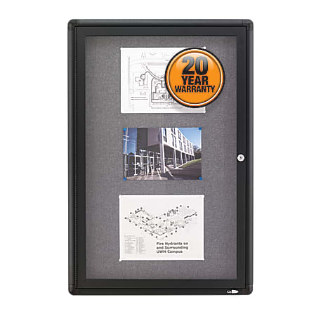 Quartet® Swinging Door Fabric Bulletin Board, 24" x 36", Aluminum Frame With Gray Finish