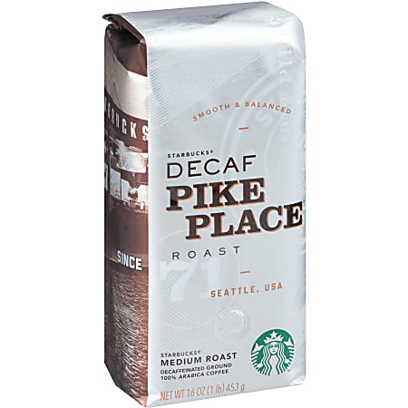 Starbucks® Pike Place Ground Coffee, Decaffeinated, Medium Roast, 1 Lb Per Bag