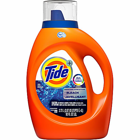 Tide Plus Bleach Liquid Detergent - 92 fl oz (2.9 quart)Bottle - 1 Bottle - Clear