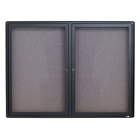 Quartet® Swinging Door Fabric Bulletin Board, 36" x 48", Aluminum Frame With Graphite Finish