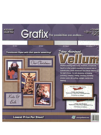Grafix Translucent Vellum, 12" x 12", Deluxe Assorted, Pack Of 40 Sheets