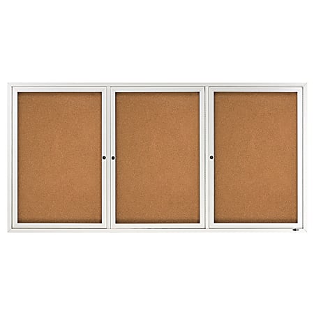 Quartet® Classic Enclosed Cork Bulletin Board, 36" x 72", Aluminum Frame With Silver Finish