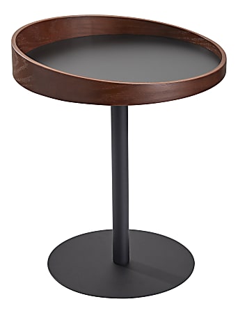 Adesso® Crater End Table, Square, 21-1/2"H x 18"W x 18"D, Black/Walnut Oak