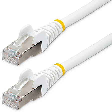 StarTech.com 8ft CAT6a Ethernet Cable, White Low Smoke Zero Halogen (LSZH) 10 GbE 100W PoE S/FTP Snagless R - NLWH8FCAT6APATCH