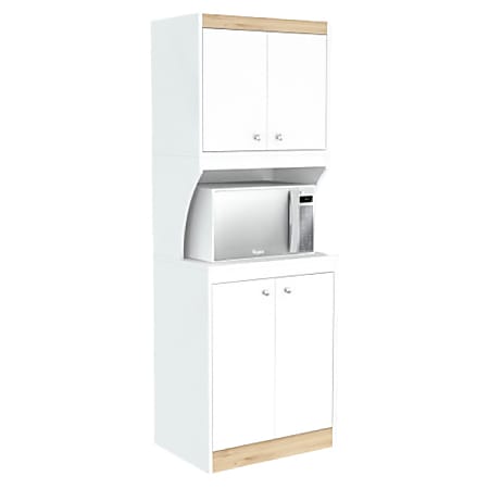 Inval white microwave storage shop cabinet