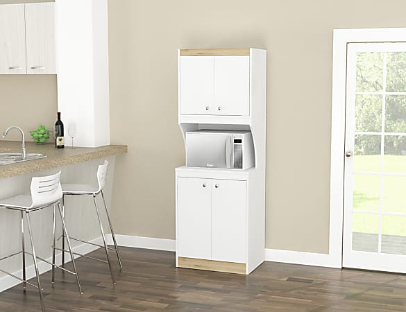 Inval MicrowaveKitchen 23 58 W Storage Cabinet WhiteVienes Oak
