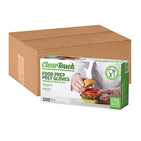 Medline Clear-Touch Food Prep Disposable Poly Gloves, Clear, One Size, Pack Of 5,000 Gloves
