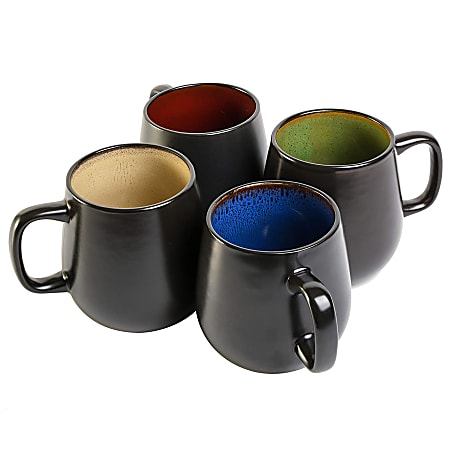 Gibson Home Soho Cafe 4-Piece Stoneware Mug Set, 20 Oz, Assorted Colors