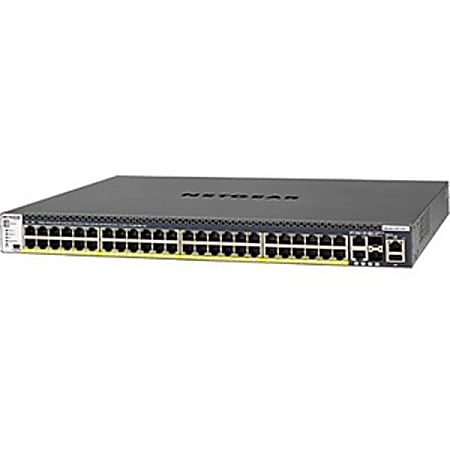 Netgear M4300 48x1G PoE+ Stackable Managed Switch with 2x10GBASE-T and 2xSFP+ (1;000W PSU) - 50 Ports - GSM4352PB100NES