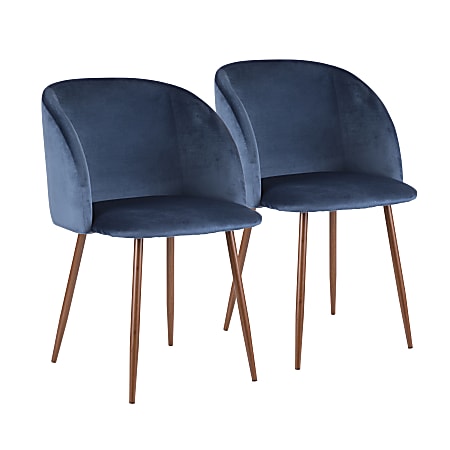 LumiSource Fran Accent/Dining Chairs, Blue/Walnut, Set Of 2