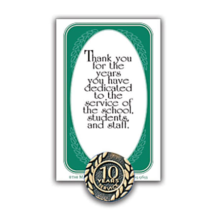 10 Years Of Service Lapel Pin, 5/8", Antique Gold