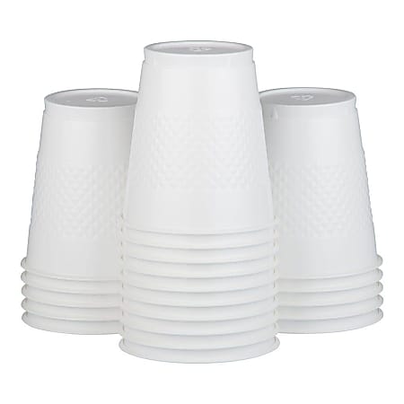JAM PAPER Plastic Party Cups, 12 oz, White, 20 Glasses/Pack