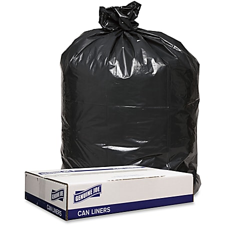 Genuine Joe Trash Bags, 47"H x 43"W, 70% Recycled, Black, 100 Bags