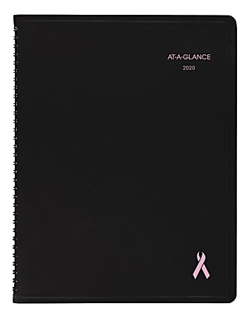 AT-A-GLANCE® QuickNotes® 13-Month Monthly Planner, City Of Hope Pink Ribbon, 8-1/4" x 11", Black, January 2020 To January 2021, 76PN0605