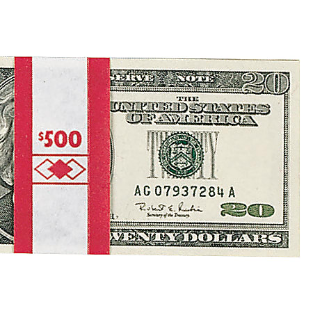 PM™ Company Currency Bands, $500.00, Red, Pack Of 1,000