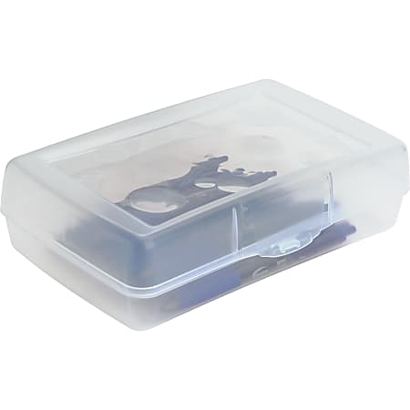 Sparco Clear Pencil Storage Box, 8 2/5" x 5 3/5" x 2 1/2", Clear